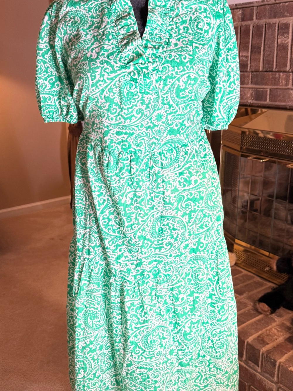 crown & ivy Green and White Paisley Maxi Dress